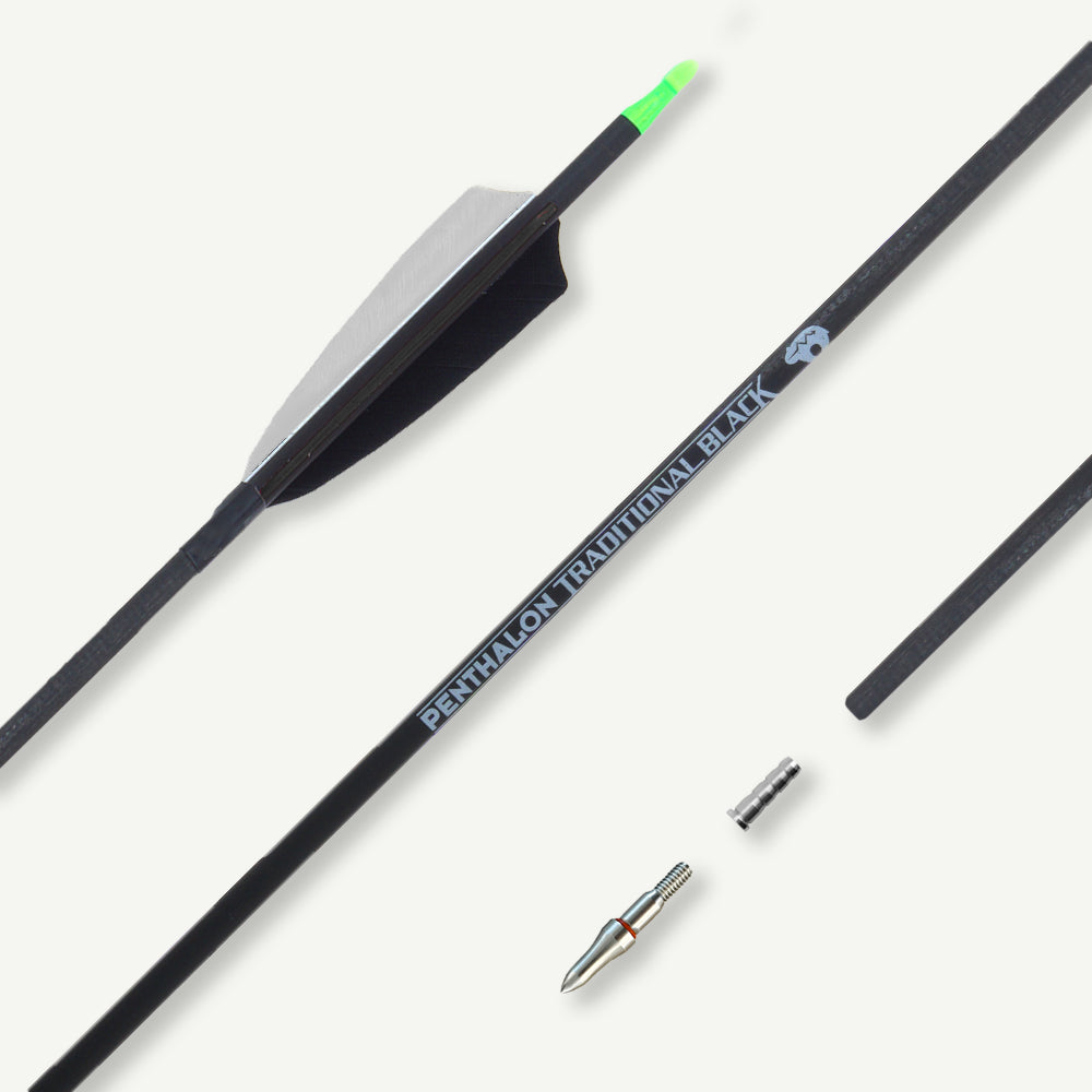 Penthalon Carbon Arrows 40812 Traditonal Black Natural Feathers