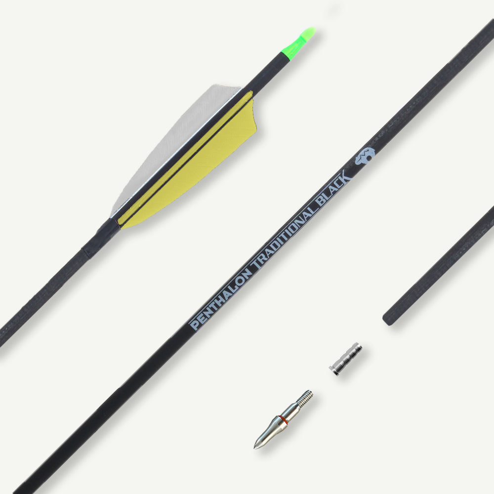 Penthalon Carbon Arrows 40812 Traditonal Black Natural Feathers