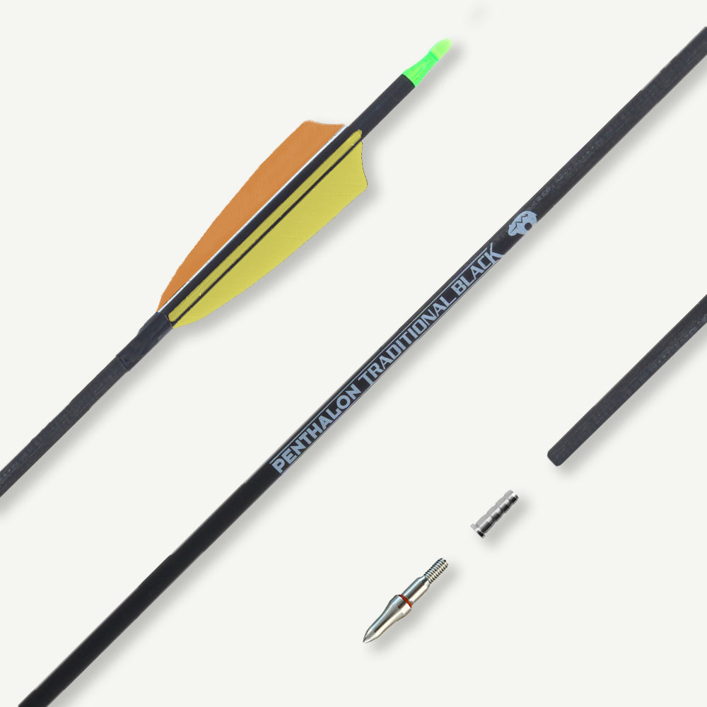 Penthalon Carbon Arrows 40812 Traditonal Black Natural Feathers