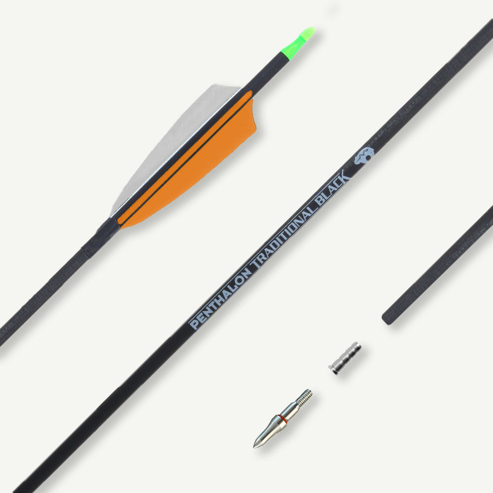 Penthalon Carbon Arrows 40812 Traditonal Black Natural Feathers