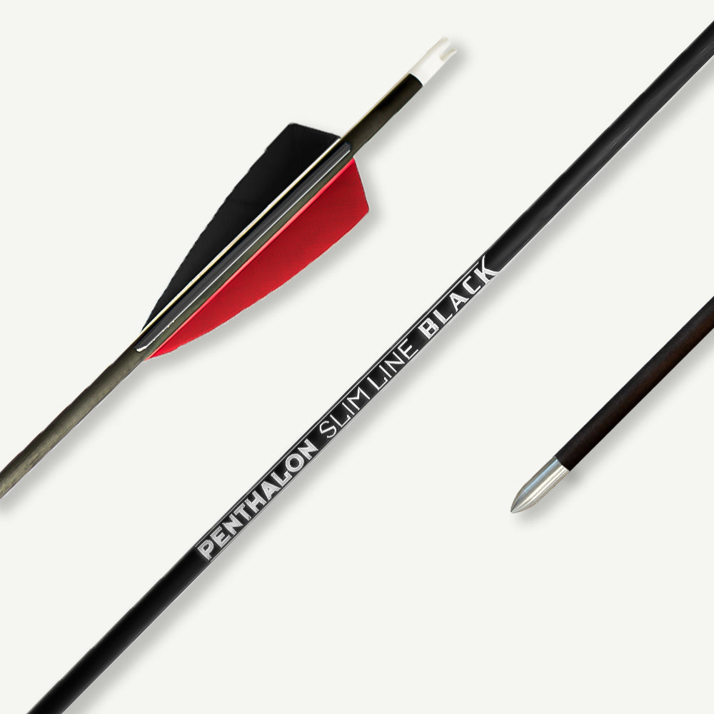 Penthalon Carbon Arrows 40820 Slim Line Black Natural Feathers