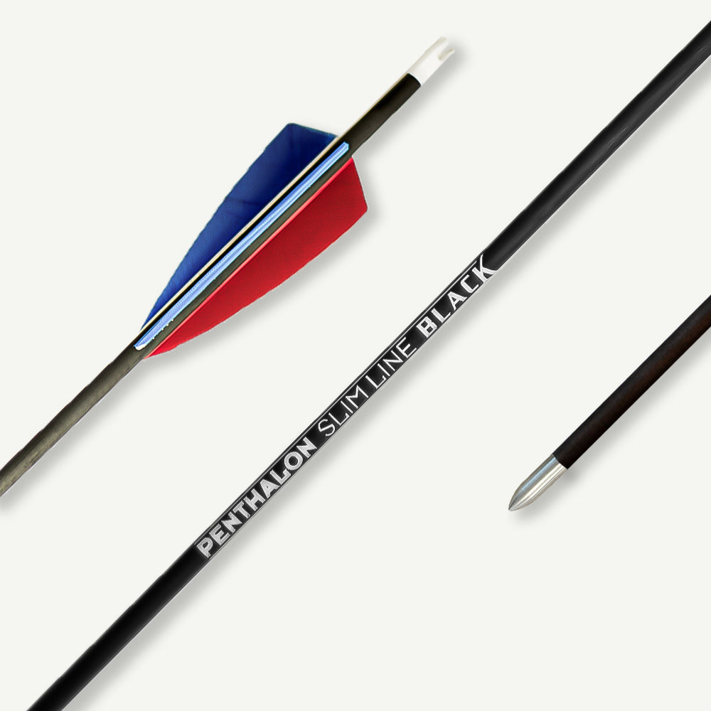 Penthalon Carbon Arrows 40820 Slim Line Black Natural Feathers