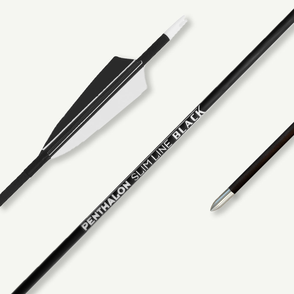 Penthalon Carbon Arrows 40820 Slim Line Black Natural Feathers